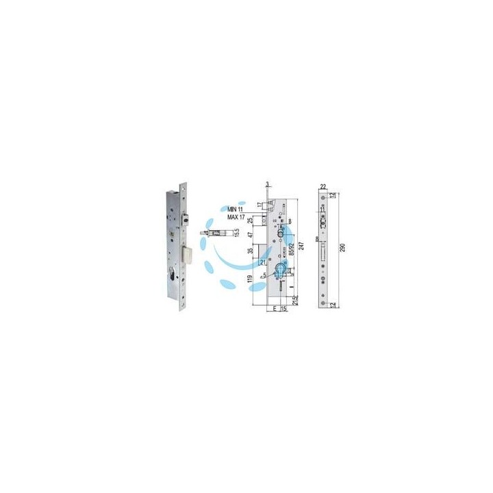 SERRATURA TRIPLICE INFILARE MONTANTI CON QUADRO E SCR. MULTITOP 49225 - mm.25 (4922525000RC)