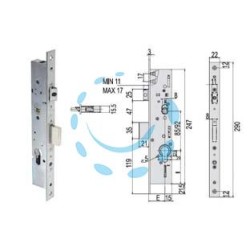 SERRATURA TRIPLICE INFILARE MONTANTI CON QUADRO E SCR. MULTITOP 49225 - mm.30 (492253000RC)