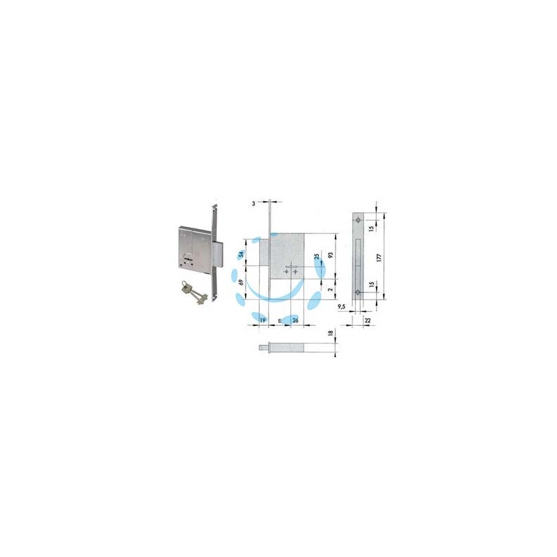 SERRATURA DA INFILARE DOPPIA MAPPA 57223 - mm.60 (57223600)