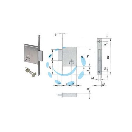 SERRATURA DA INFILARE DOPPIA MAPPA 57223 - mm.60 (57223600)
