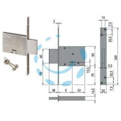 SERRATURA DA INFILARE DOPPIA MAPPA 57013 - mm.50 (57013500)