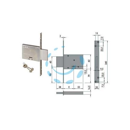 SERRATURA DA INFILARE DOPPIA MAPPA 57013 - mm.50 (57013500)