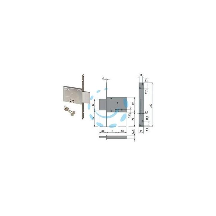 SERRATURA DA INFILARE DOPPIA MAPPA 57013 - mm.50 (57013500)