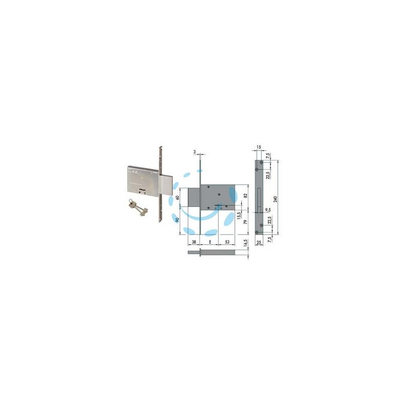SERRATURA DA INFILARE DOPPIA MAPPA 57013 - mm.60 (57013600)
