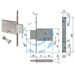SERRATURA DA INFILARE DOPPIA MAPPA 57013 - mm.70 (57013700)