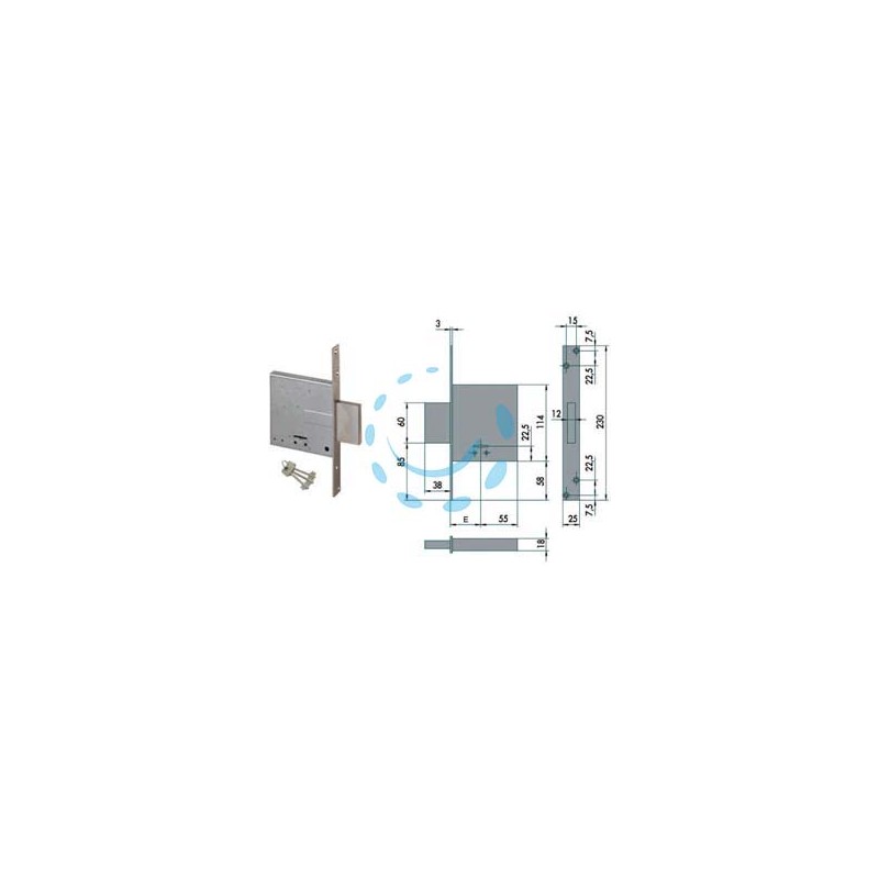 SERRATURA DA INFILARE DOPPIA MAPPA 57010 - mm.60 (57010600)