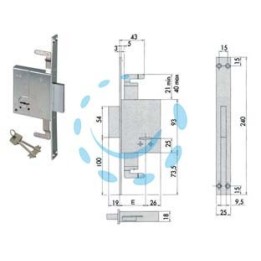SERRATURA TRIPLICE DA INFILARE DOPPIA MAPPA 57226 - mm.50 (57226500)