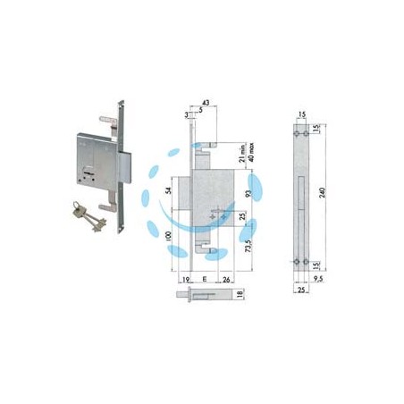 SERRATURA TRIPLICE DA INFILARE DOPPIA MAPPA 57226 - mm.60 (57226600)