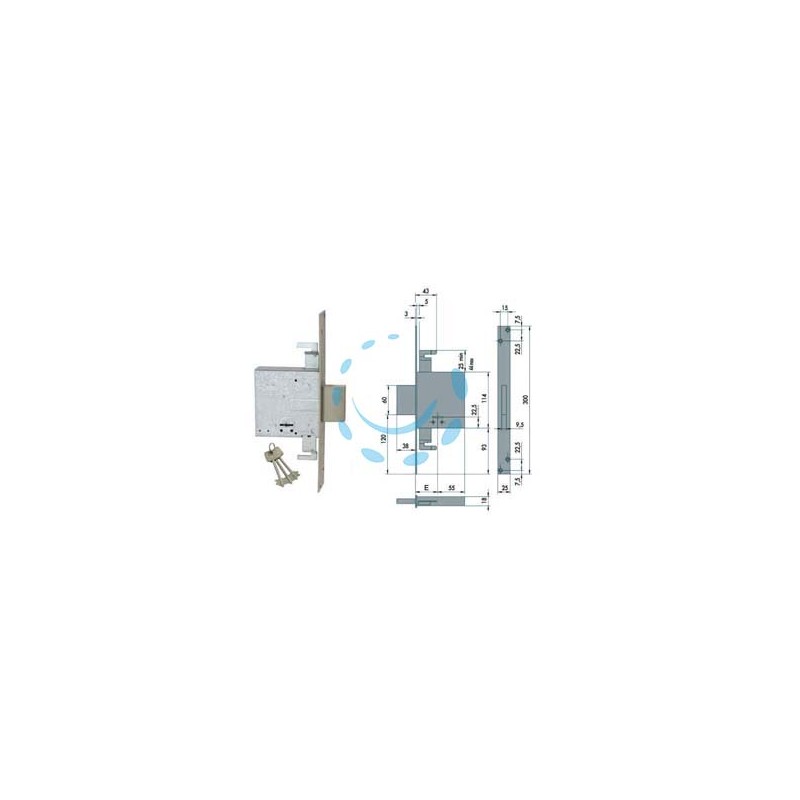 SERRATURA TRIPLICE DA INFILARE DOPPIA MAPPA 57015 - mm.60 (57015600)