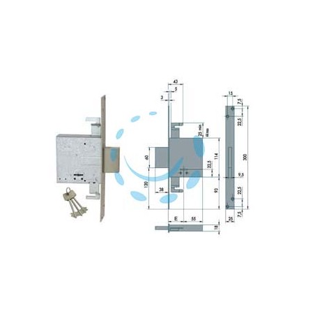 SERRATURA TRIPLICE DA INFILARE DOPPIA MAPPA 57015 - mm.70 (57015700)