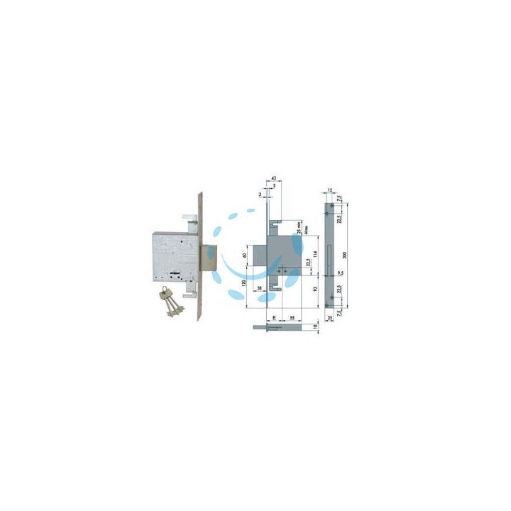 SERRATURA TRIPLICE DA INFILARE DOPPIA MAPPA 57015 - mm.70 (57015700)