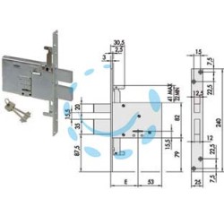 SERRATURA TRIPLICE DA INFILARE DOPPIA MAPPA DOPPIO CATENACCIO 57336 - mm.70 (57336700)