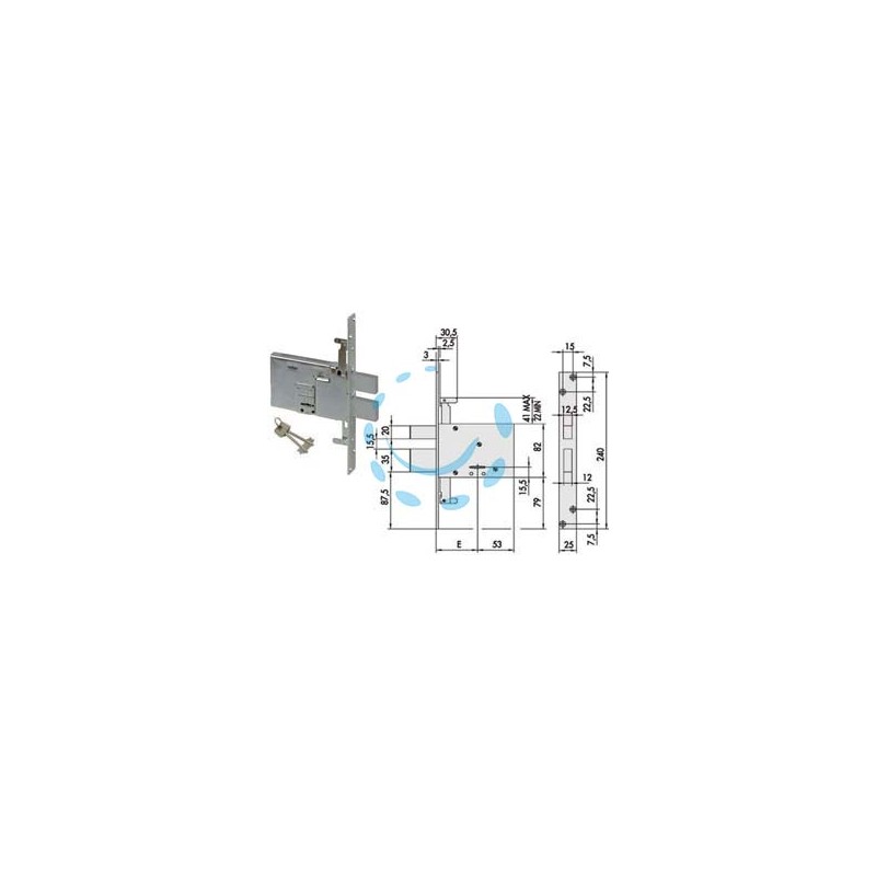 SERRATURA TRIPLICE DA INFILARE DOPPIA MAPPA DOPPIO CATENACCIO 57336 - mm.70 (57336700)