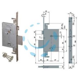 SERRATURA TRIPLICE DA INFILARE DOPPIA MAPPA CON SCROCCO 57255 - mm.60 - gambo chiave mm.60 (57255610)