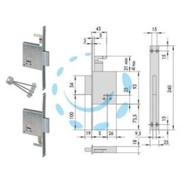 SERRATURE ACCOPPIATE DA INFILARE DOPPIA MAPPA 57230 - mm.50 - gambo chiave mm.60 (57230510)