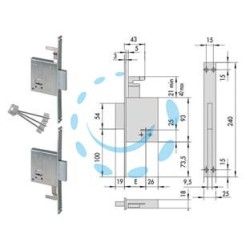 SERRATURE ACCOPPIATE DA INFILARE DOPPIA MAPPA 57230 - mm.50 - gambo chiave mm.60 (57230510)