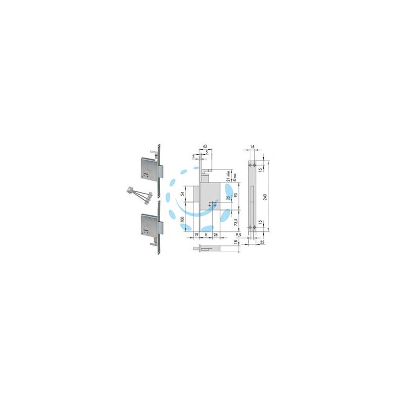 SERRATURE ACCOPPIATE DA INFILARE DOPPIA MAPPA 57230 - mm.50 - gambo chiave mm.60 (57230510)