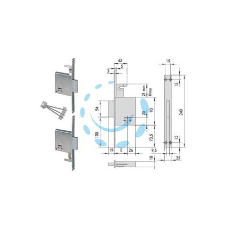 SERRATURE ACCOPPIATE DA INFILARE DOPPIA MAPPA 57230 - mm.50 - gambo chiave mm.60 (57230510)