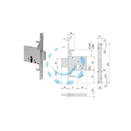 SERRATURA TRIPLICE DA INFILARE A CILINDRO 56016 - mm.60 (56016600)