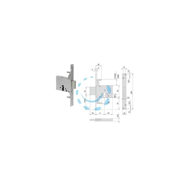 SERRATURA TRIPLICE DA INFILARE A CILINDRO 56016 - mm.60 (56016600)