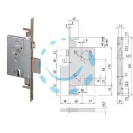 SERRATURA DA INFILARE A CILINDRO CON CATENACCIO E SCROCCO 56255 - mm.60 (56255600)