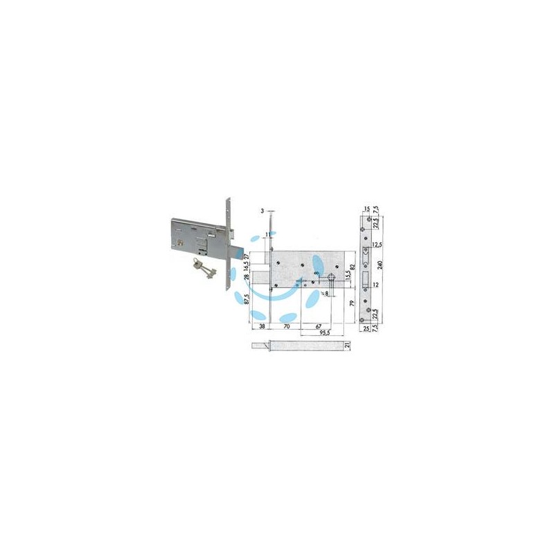 SERRATURA DA INFILARE PER FASCE DOPPIA MAPPA MM.82 H 57313 - mm.70 (57313730)