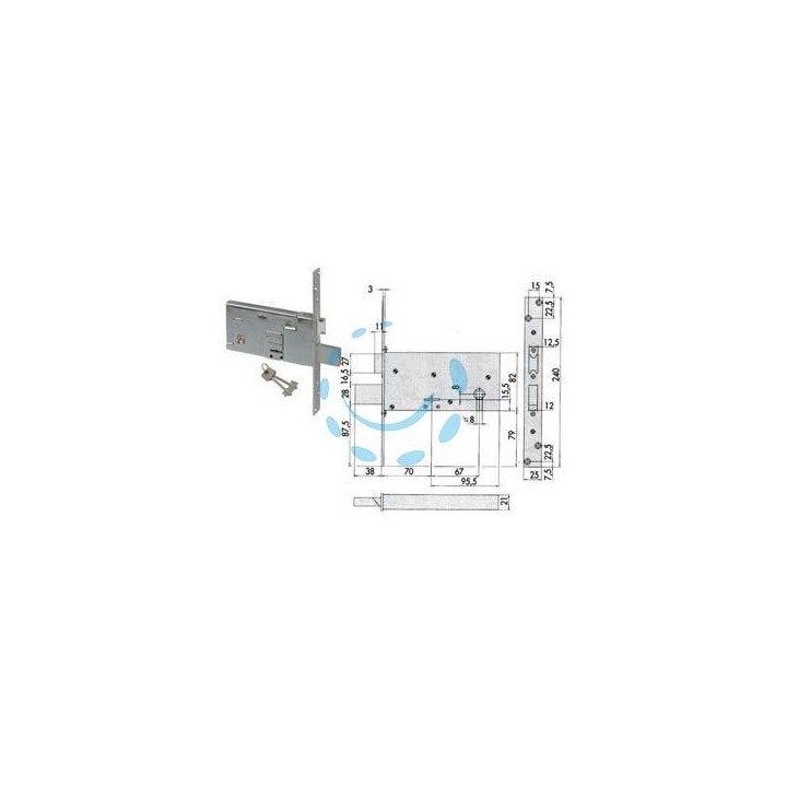 SERRATURA DA INFILARE PER FASCE DOPPIA MAPPA MM.82 H 57313 - mm.70 (57313730)