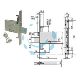 SERRATURA TRIPLICE INFILARE FASCE DOPPIA MAPPA RULLO MM.82 H 57325 - mm.70 (57325730)