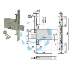 SERRATURA TRIPLICE INFILARE FASCE DOPPIA MAPPA RULLO MM.82 H 57325 - mm.70 (57325730)