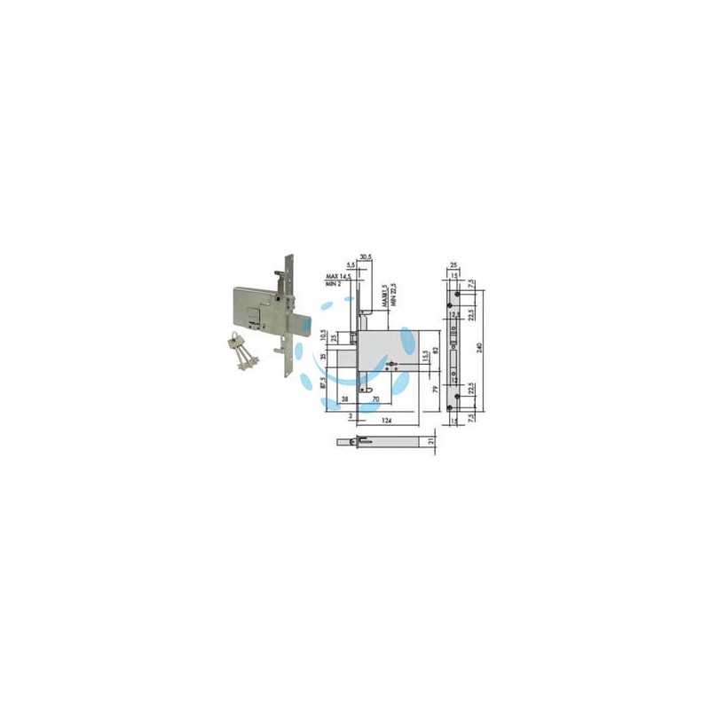 SERRATURA TRIPLICE INFILARE FASCE DOPPIA MAPPA RULLO MM.82 H 57325 - mm.70 (57325730)