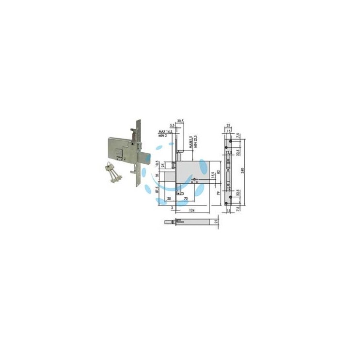 SERRATURA TRIPLICE INFILARE FASCE DOPPIA MAPPA RULLO MM.82 H 57325 - mm.70 (57325730)