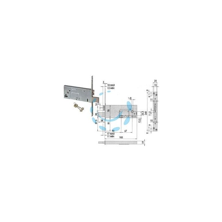 ELETTROSERRATURA DA INFILARE PER FASCE DOPPIA MAPPA MM.78 H 17353 - mm.90 (17353900)