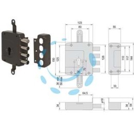 SERRATURA TRIPLICE APPLICARE SOLO CATENACCIO CILINDRO EUROPEO 56162 - mm.64 DX (156162601)