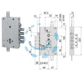 SERRATURA TRIPLICE APPLICARE SCROCCO CILINDRO EUROPEO BLINDATE 56515 - mm.64 DX/SX (56515480)