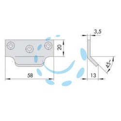 BOCCHETTA LATERALE E SUPERIORE PER MANIGLIONI ANTIPANICO - mm.58x20 (07072110)