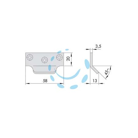 BOCCHETTA LATERALE E SUPERIORE PER MANIGLIONI ANTIPANICO - mm.58x20 (07072110)