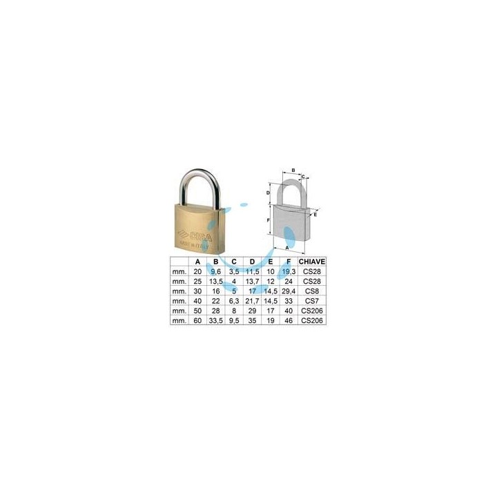 LUCCHETTO OTTONE ARCO NORMALE 22010 - mm.30 KA (art.22010300KA)