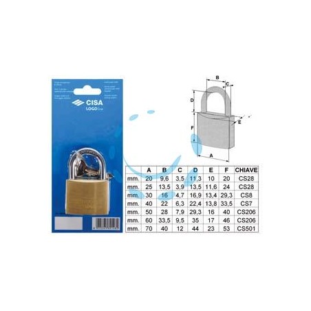 LUCCHETTO LOGO OTTONE ARCO NORMALE IN BLISTER 21090