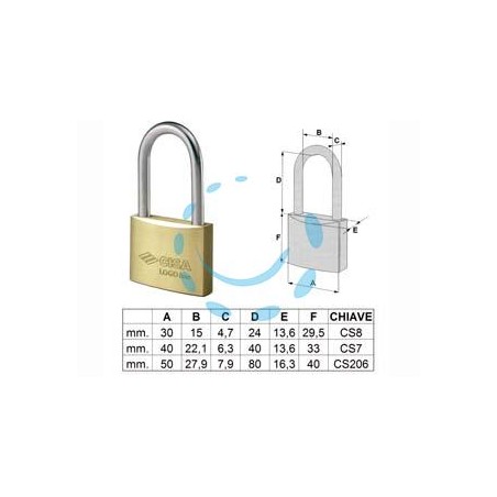 LUCCHETTO LOGO OTTONE ARCO LUNGO 21011