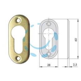 BOCCHETTA IN OTTONE PER CILINDRI SAGOMATI 06012 00 - mm.28x60, spessore mm.2,5 (06012000)