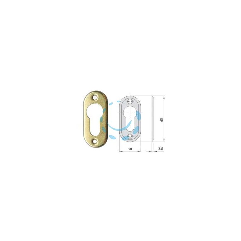 BOCCHETTA IN OTTONE PER CILINDRI SAGOMATI 06012 00 - mm.28x60, spessore mm.2,5 (06012000)