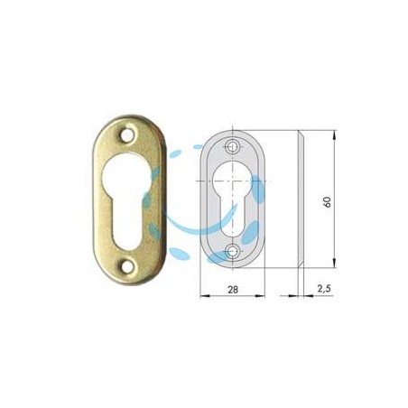 BOCCHETTA IN OTTONE PER CILINDRI SAGOMATI 06012 00 - mm.28x60, spessore mm.2,5 (06012000)