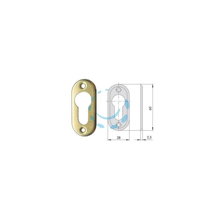 BOCCHETTA IN OTTONE PER CILINDRI SAGOMATI 06012 00 - mm.28x60, spessore mm.2,5 (06012000)