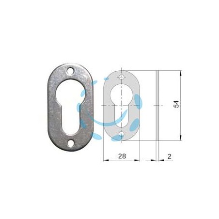 BOCCHETTA IN ACCIAIO ZINCATO SAGOMATE 06092 00 - mm.28x54, spessore mm.2 (06092000)