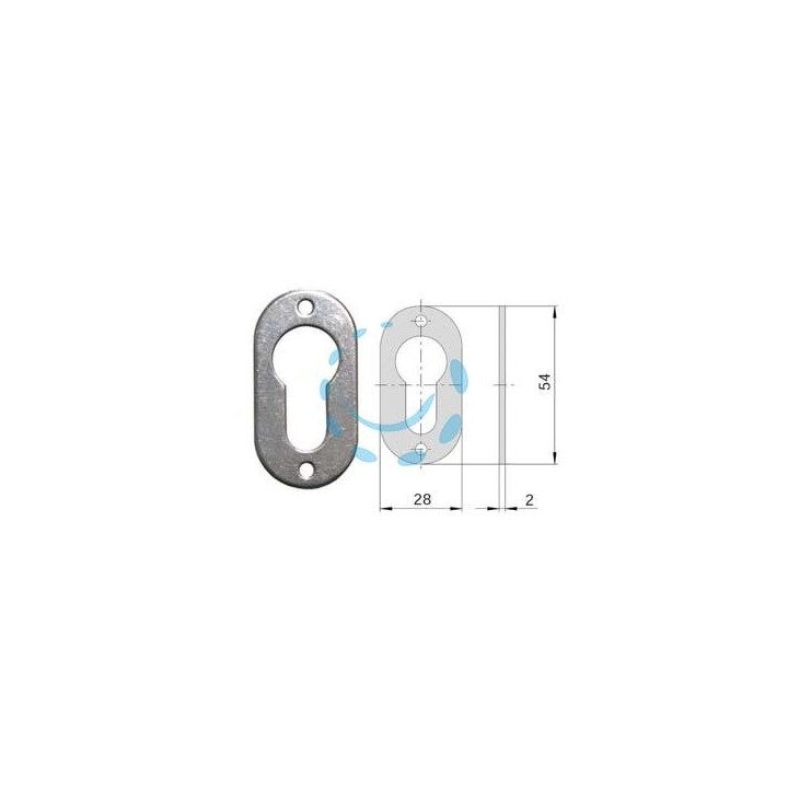 BOCCHETTA IN ACCIAIO ZINCATO SAGOMATE 06092 00 - mm.28x54, spessore mm.2 (06092000)
