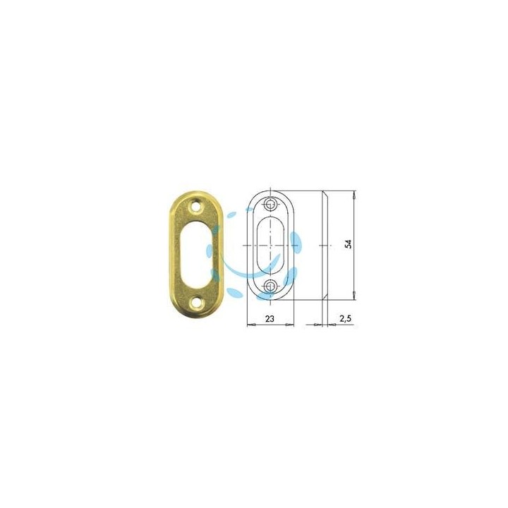 BOCCHETTA IN OTTONE PER CILINDRI OVALI 06027 00 - mm.23x54, spessore mm.2,5 (06027000)
