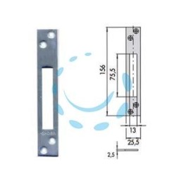 CONTROPIASTRA PER SERRATURE INFILARE PROFILATI IN FERRO 06232 00 - mm.156x25,5 spessore mm.2,5 (06232 00)