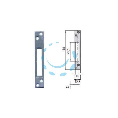CONTROPIASTRA PER SERRATURE INFILARE PROFILATI IN FERRO 06232 00 - mm.156x25,5 spessore mm.2,5 (06232 00)