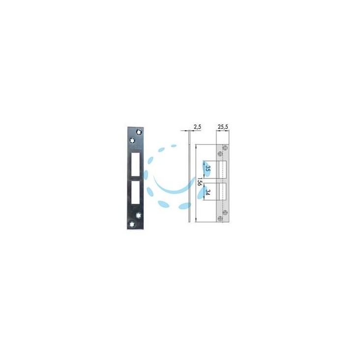 CONTROPIASTRA PER SERRATURE INFILARE PROFILATI IN FERRO 06232 01 - mm.156x25,5 spessore mm.2,5 (06232 01)
