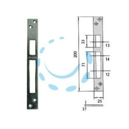 CONTROPIASTRA PER SERRATURE INFILARE PROFILATI IN FERRO 06232 20 - mm.25x200, spessore mm.3 (06232 20)